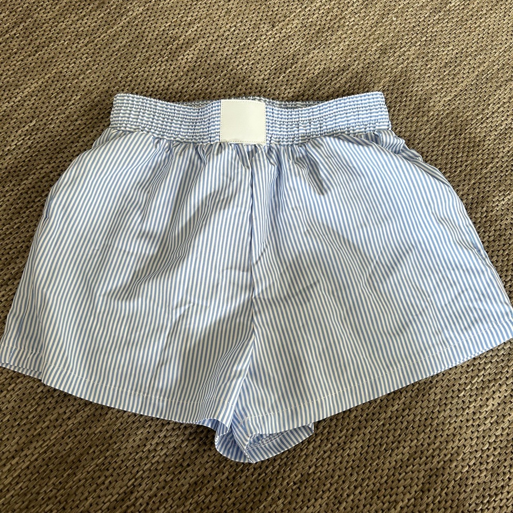 Blue and White Striped Light Boxer Style Short